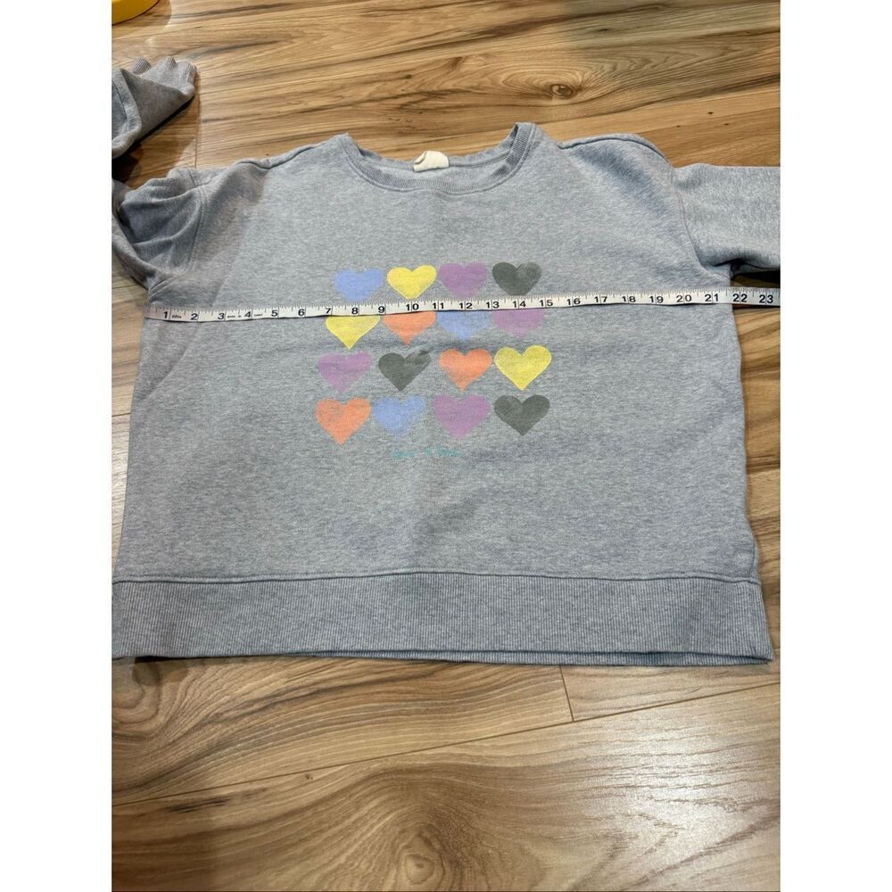 Pact Watercolor Hearts Crew Sweatshirt in heather grey size Medium - Picture 6 of 7